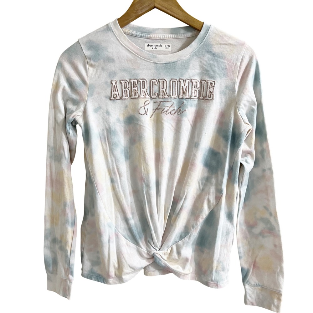 Abercrombie Kids Girls Tie Dye Twist Front Long Sleeve Shirt Size 15/16 Pastel